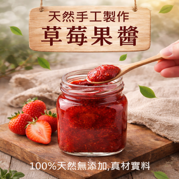 果醬職人手作天然果醬-草莓風味200ML 果醬,手作果醬,草莓果醬,天然水果,天然,無添加
