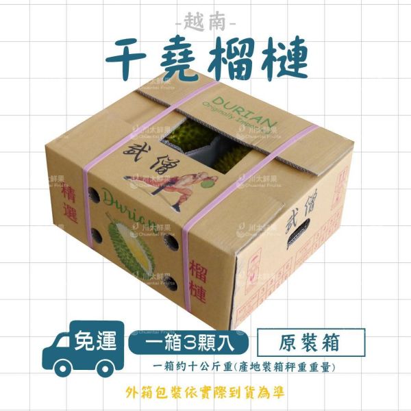 越南-干堯榴槤-(正A果)原裝3顆入/箱(免運)(現貨+預購) 越南干腰榴槤,干腰榴槤,越南榴槤,干腰,榴槤,干堯