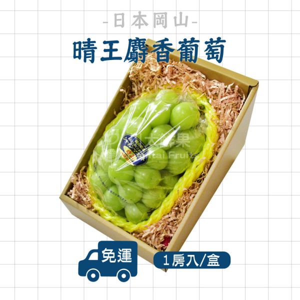 日本岡山-晴王麝香葡萄、1房入/盒(免運) 岡山晴王,晴王葡萄,岡山葡萄,麝香葡萄,日本水果,進口水果,水果禮盒,送禮好物