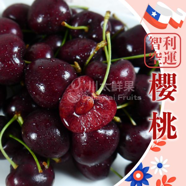 智利空運-櫻桃、2JD/1KG(免運) 智利櫻桃,空運櫻桃,綠梗,酸甜多汁,空運水果,進口水果