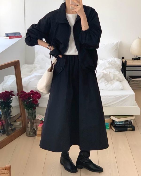 翻蓋口袋傘襬裙 / 2色 