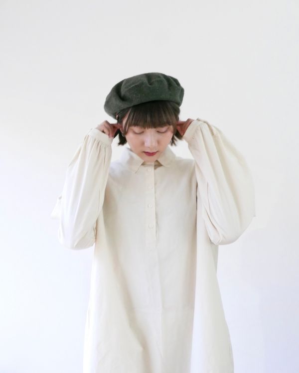 法式棉麻貝蕾帽 / Khaki 