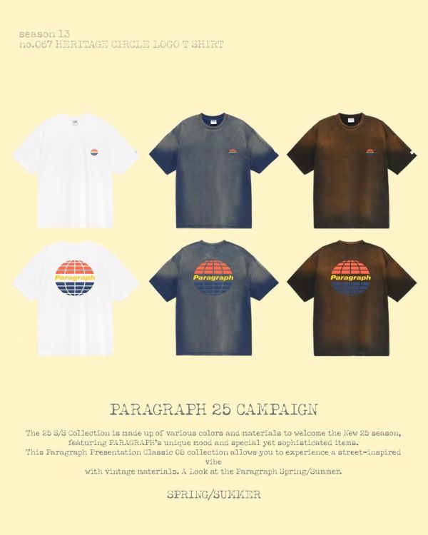 Paragraph 復古刷色 logo tee / 3色 