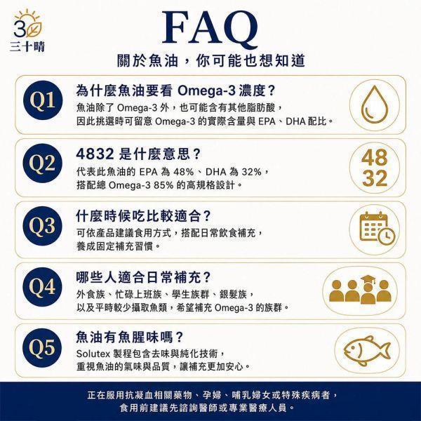 【三十晴】西班牙rTG高純度魚油膠囊(30顆/袋)x10袋｜85%Omega3 EPA× DHA 魚油魚油推薦魚油膠囊深海魚油魚油保健食品魚油補充魚油怎麼吃魚油挑選魚油功效魚油成分Omega-3Omega-3魚油EPADHADPAEPA DHArTG魚油rTG型魚油高濃度魚油高純度魚油高濃度Omega-3西班牙魚油西班牙專利魚油rTG 4832魚油4832魚油85% Omega-385%高濃度魚油EPA 48%DHA 32%EPA DH
