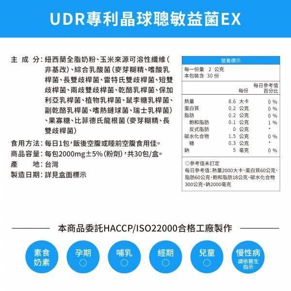 【買1送1】UDR專利晶球聰敏益菌EX(共2盒)(效期:2026/11/04)→調整體質 UDR聰敏益菌, 益生菌, 兒童益生菌, 腸道保健, 消化道保健,兒童營養補充, 小孩益生菌推薦, 兒童腸道健康, 小孩腸胃保健,益生菌配方, 嗜酸乳桿菌, 嗜熱鏈球菌, 腸道菌群平衡, 免疫調節配方,