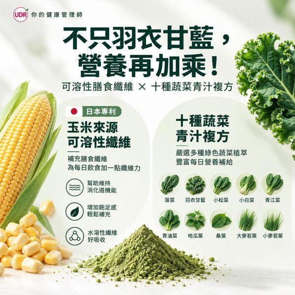 【UDR】羽衣甘藍高纖PLUS(30包/盒)x2盒｜10蔬菜青汁複方 