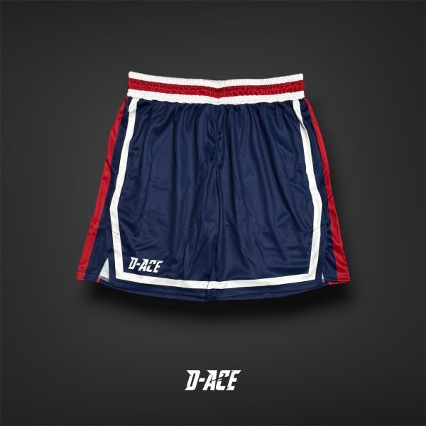 D-ACE膝上短版開衩球褲(海軍藍) Jersey、衣服、球衣、籃球衣、雙面穿球衣、服飾、穿搭、潮流、籃球、迪艾斯、設計、台灣
