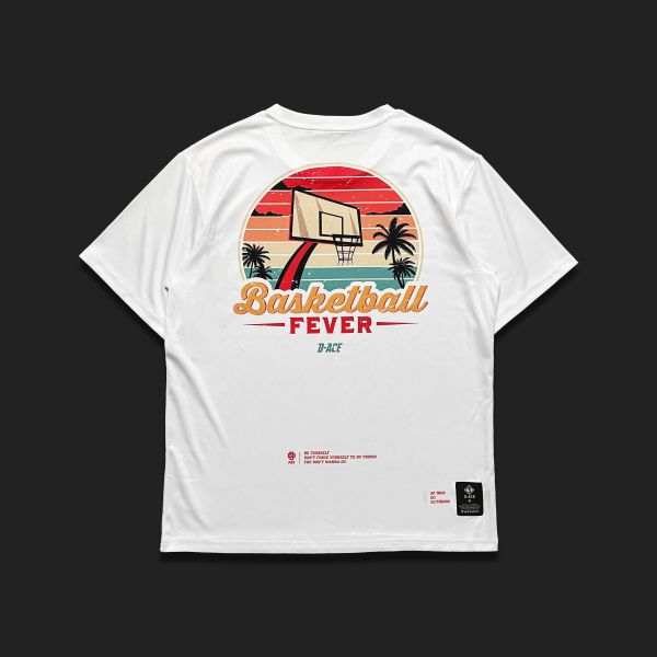 D-ACE BASKETBALL FEVER熱昇華TEE (白) 踢恤、落肩踢恤、T-SHIRT、OVERSIZE、TEE、衣服、高磅數、重磅數、穿搭、迪艾斯、DS、DACE、服飾、穿搭、潮流