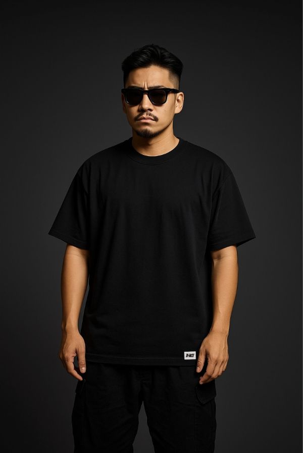D-ACE涼感高磅數微落肩素TEE (黑) 踢恤、落肩踢恤、T-SHIRT、OVERSIZE、TEE、衣服、高磅數、重磅數、穿搭、迪艾斯、DS、DACE、服飾、穿搭、潮流