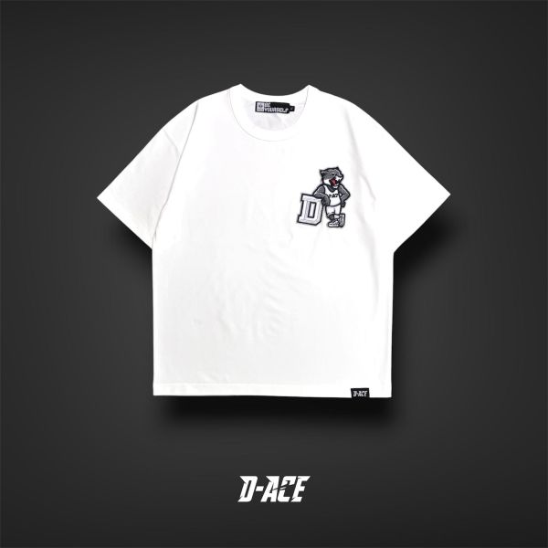 D-ACE黑豹電繡標涼感高磅數微落肩TEE (白) 踢恤、落肩踢恤、T-SHIRT、OVERSIZE、TEE、衣服、高磅數、重磅數、穿搭、迪艾斯、DS、DACE、服飾、穿搭、潮流