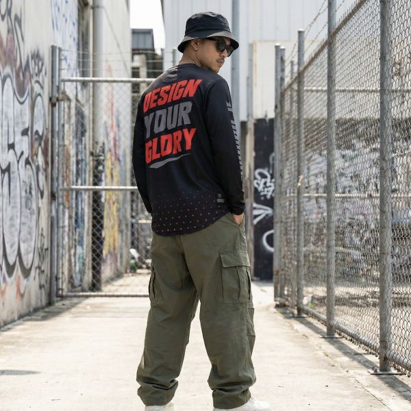 D-ACE DYG你好帥熱昇華排汗長袖TEE(黑) 帽踢  電繡帽踢  迪艾斯  電繡  衣服  潮牌  穿搭  hoodie  DS 長袖 棉長袖