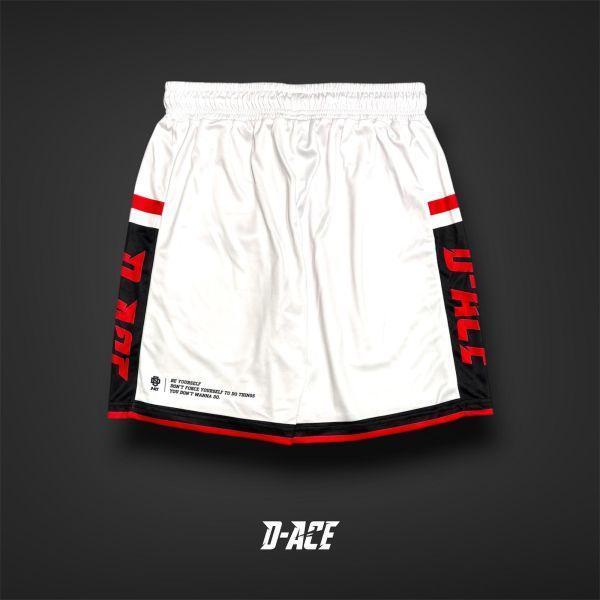 D-ACE膝上短版開衩球褲(白) Jersey、衣服、球衣、籃球衣、雙面穿球衣、服飾、穿搭、潮流、籃球、迪艾斯、設計、台灣