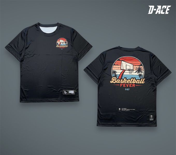 D-ACE BASKETBALL FEVER熱昇華TEE (黑) 踢恤、落肩踢恤、T-SHIRT、OVERSIZE、TEE、衣服、高磅數、重磅數、穿搭、迪艾斯、DS、DACE、服飾、穿搭、潮流