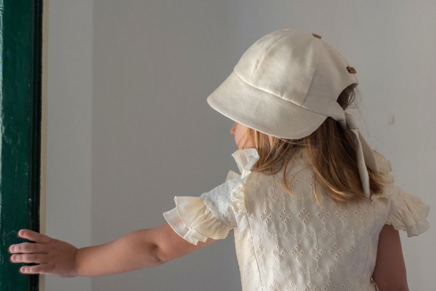 Popelin Linen Hat 棉麻綁帶帽 - Off-white 