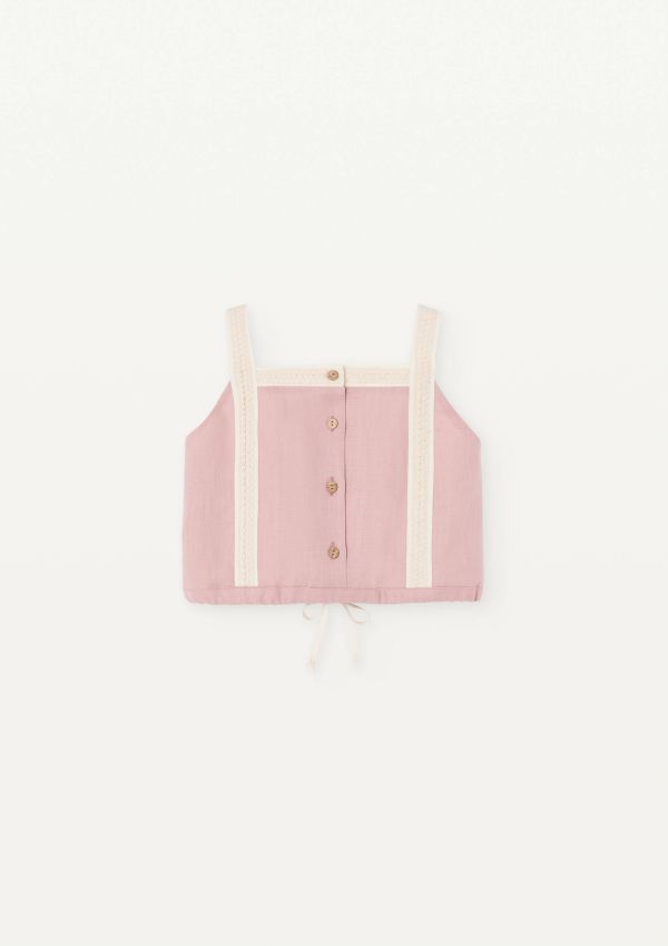Popelin Linen Top with Straps 棉麻小可愛背心 - Pink 