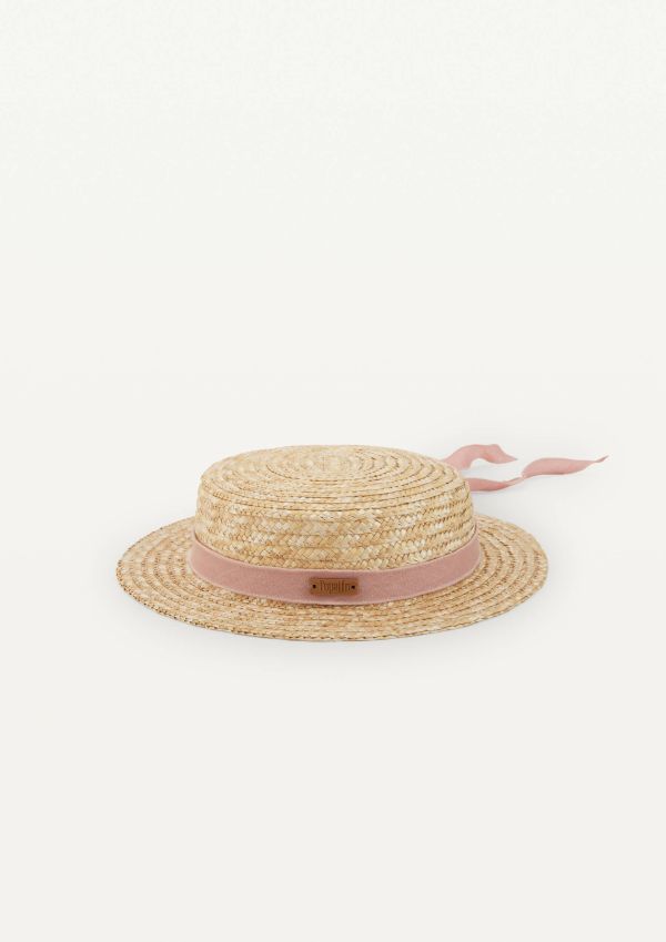 Popelin Natural Straw Hat 編織草帽 - Pink 