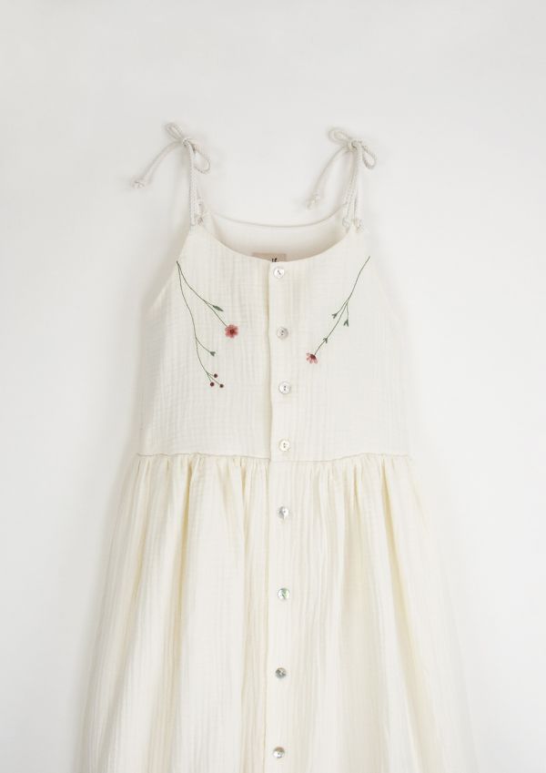 Popelin Organic Dress with Straps 綁帶洋裝 - Off-white 