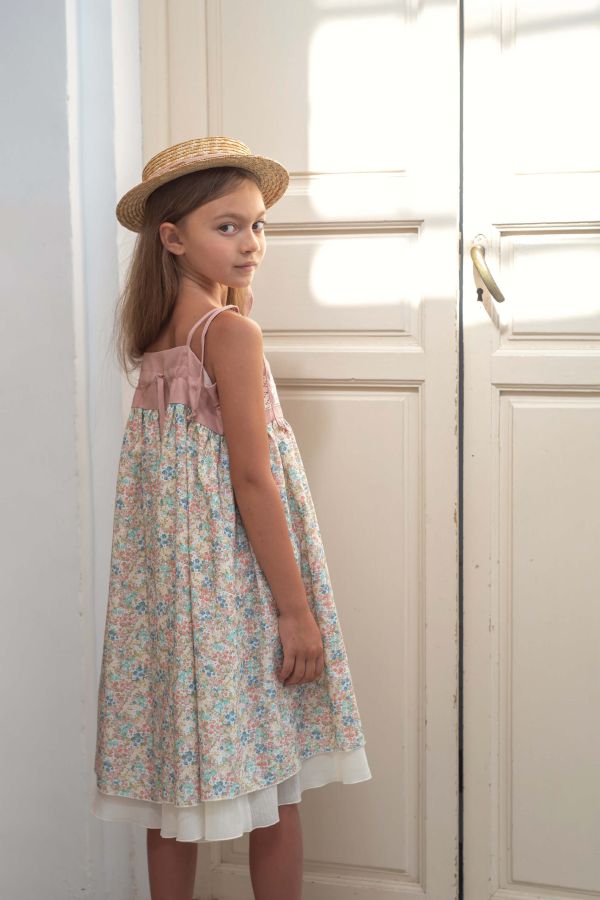 Popelin Double Layer Dress 細肩洋裝 - Multi-coloured floral 