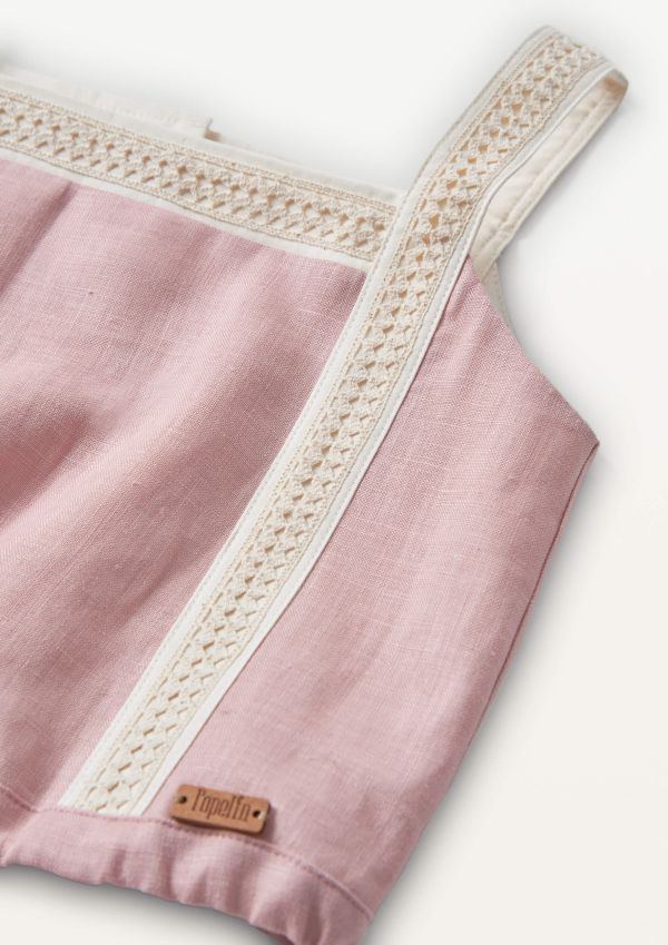 Popelin Linen Top with Straps 棉麻小可愛背心 - Pink 