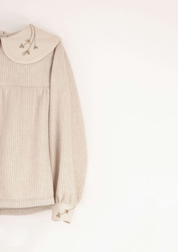 Popelin Knitted Blouse with Baby Collar 針織上衣 