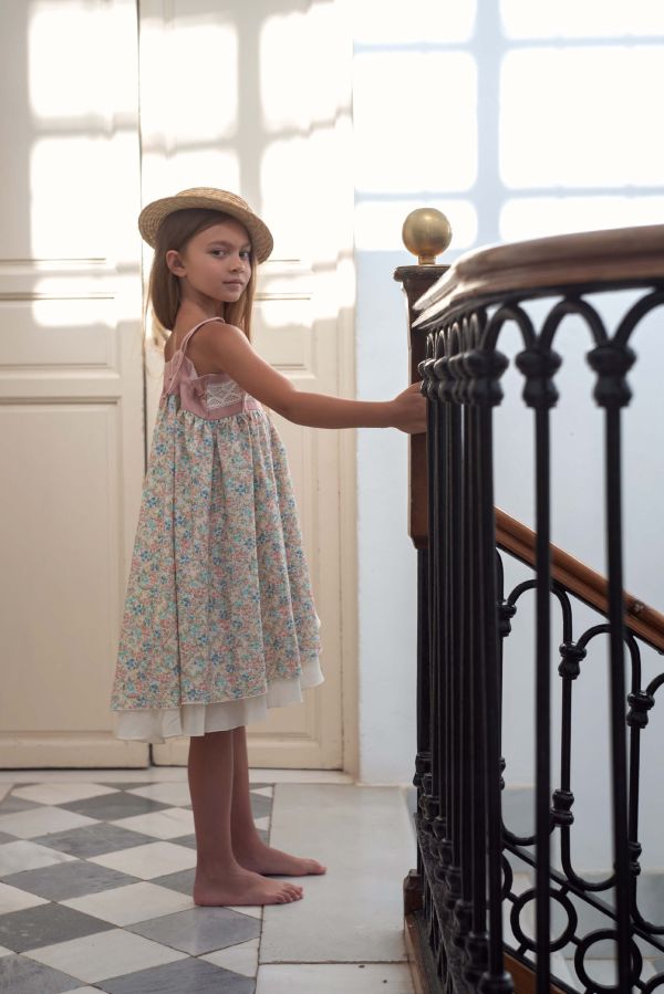 Popelin Double Layer Dress 細肩洋裝 - Multi-coloured floral 