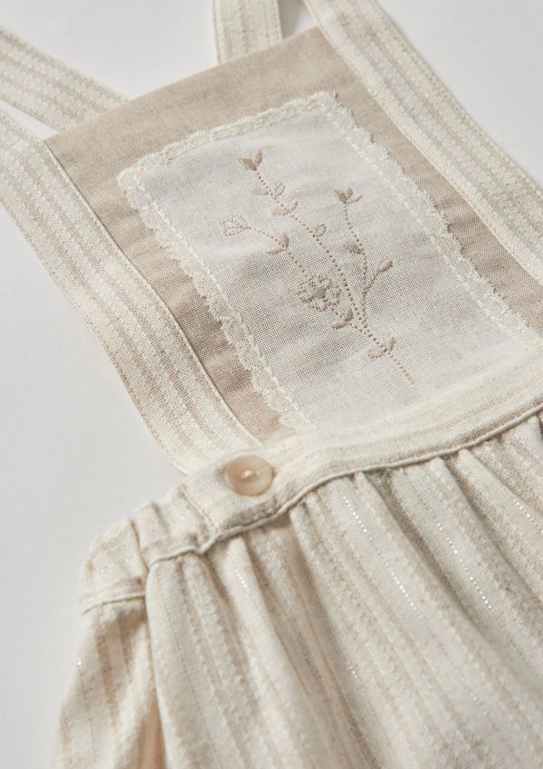 Popelin Silver Lurex Short Skirt with Embroidered Bid 刺繡吊帶裙 