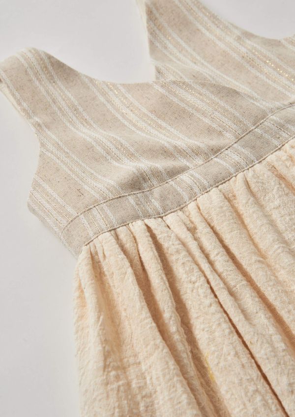 Popelin Gold Lurex Midi Dress with Crossover Front 層次背心Midi洋裝 