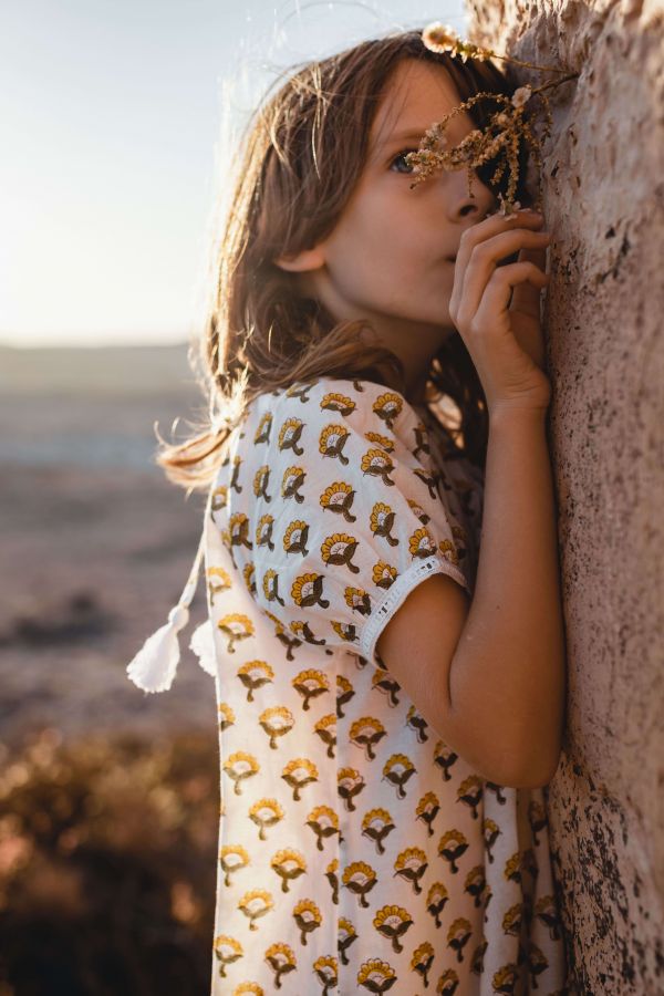 Baba Kids Short sleeve Kiki 洋裝 - Golden Hairmoss 