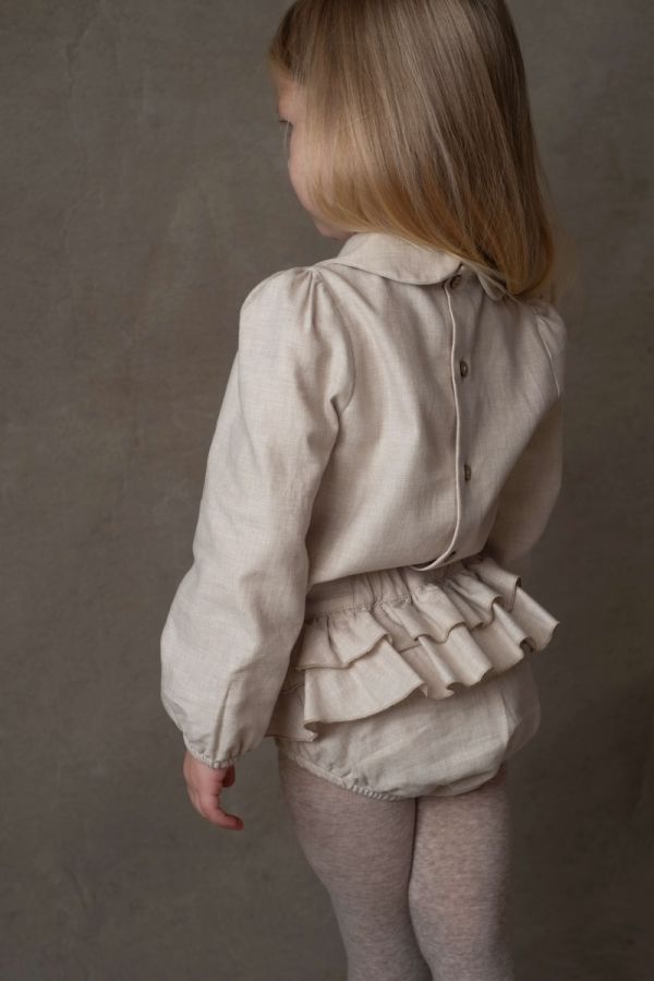 Popelin Shirt with Embroidered Baby Collar 刺繡襯衫 - Sand 