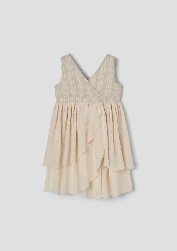 Popelin Gold Lurex Midi Dress with Crossover Front 層次背心Midi洋裝 