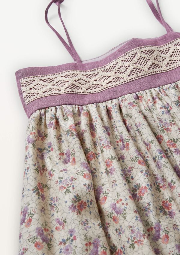 Popelin Double Layer Dress 細肩洋裝 - Mauve floral 