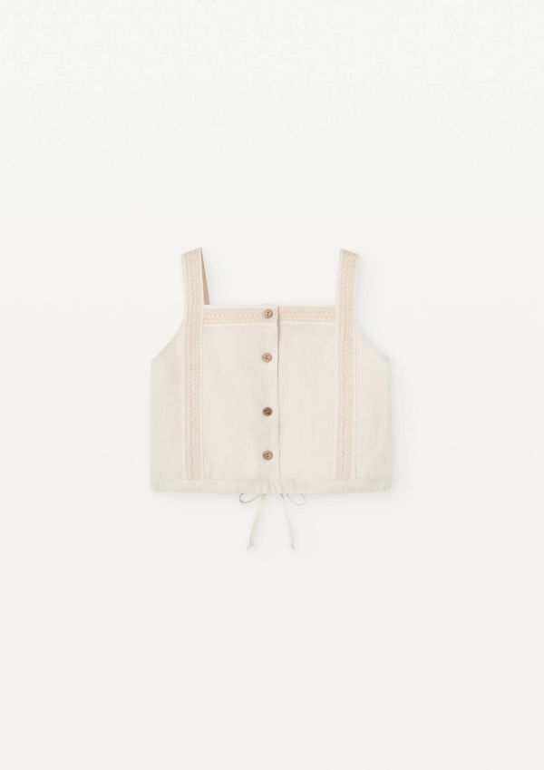 Popelin Linen Top with Straps 棉麻小可愛背心 - Off-white 