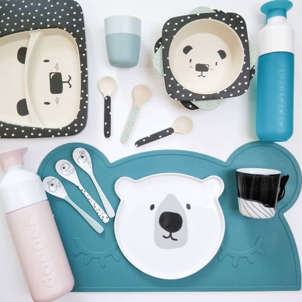 We Might Be Tiny 矽膠防滑餐墊熊寶寶 - 孔雀藍 矽膠餐具,進口母嬰用品,寶寶餐具,澳洲餐具