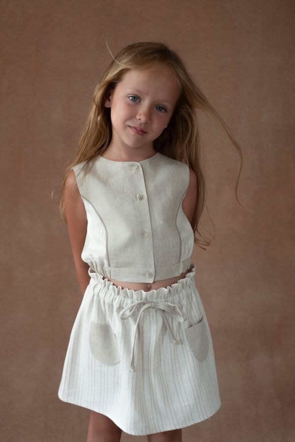 Popelin Silver lurex top with side panels 無袖短版上衣 