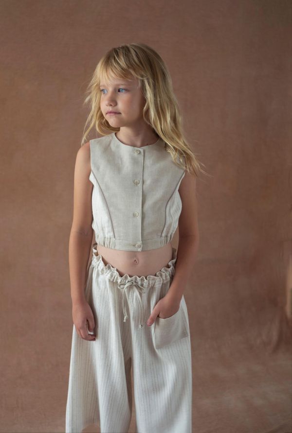 Popelin Silver lurex top with side panels 無袖短版上衣 