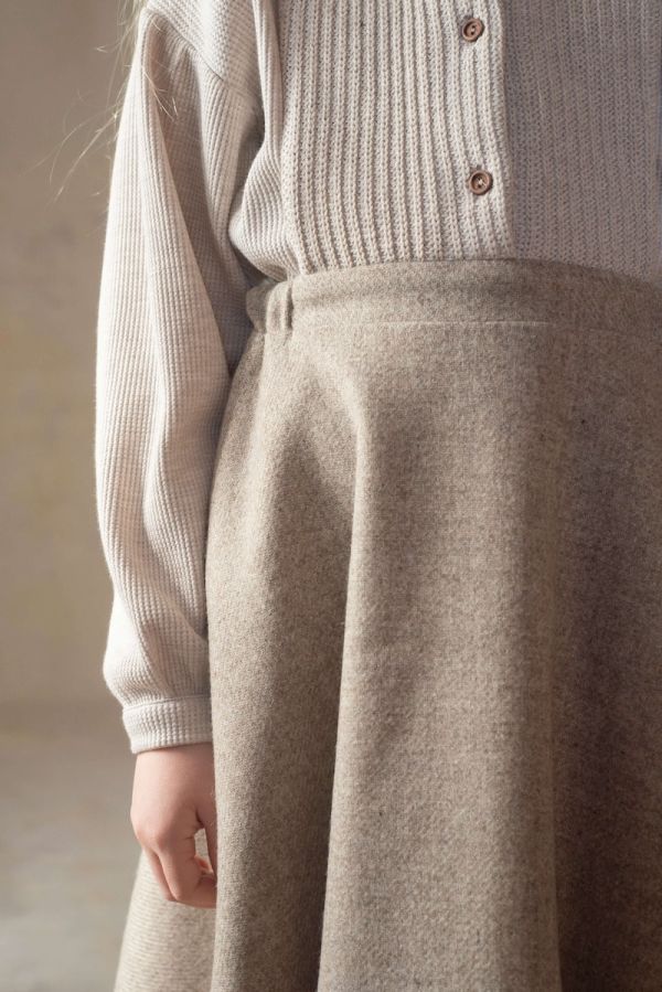 Popelin Short dress with knitted bib 針織背心及膝洋裝 -  Stone 