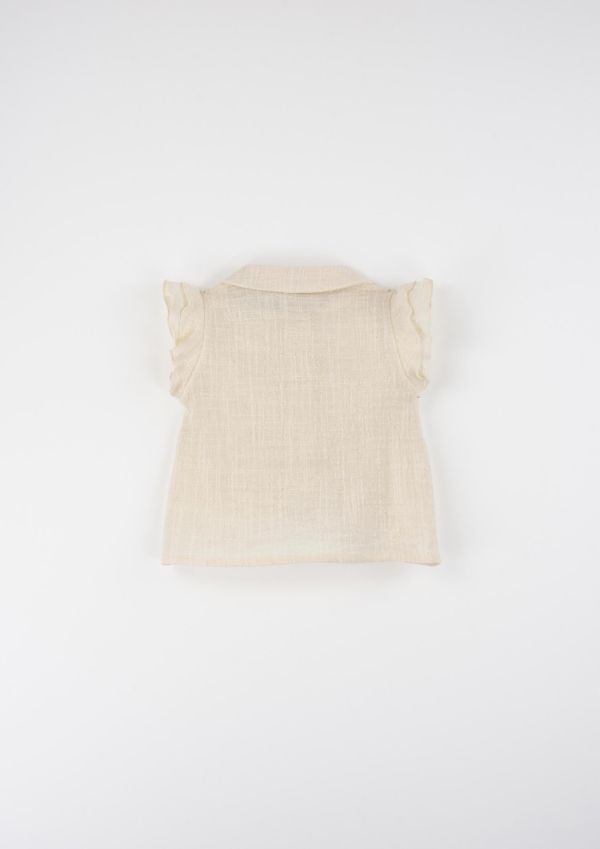 Popelin Off-white Blouse with Baby Collar 荷葉袖襯衫 