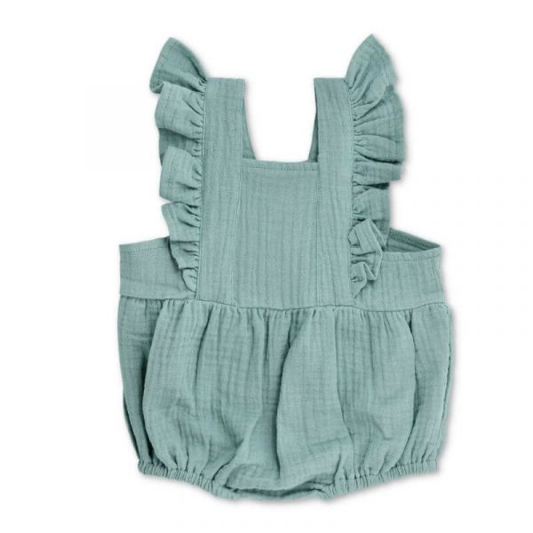Apple Park 荷葉邊 Muslin Romper - Teal 美國applepark,童裝,美國童裝,嬰兒衣服,幼童衣服,寶寶穿搭,男寶,男孩穿搭,女寶,女孩穿搭