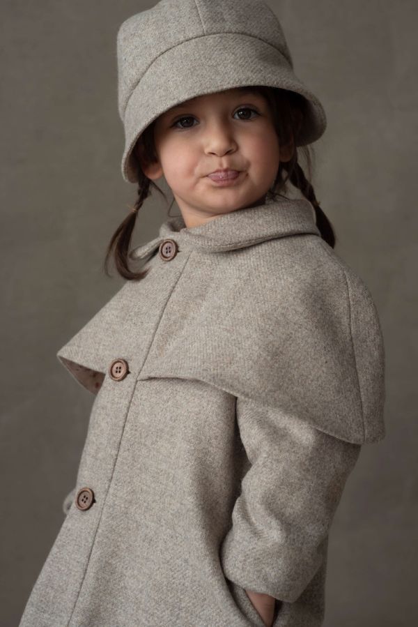 Popelin Woollen Peaked Bonnet 復古羊毛報童帽 - Stone 