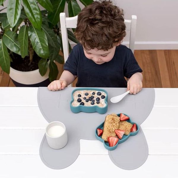 We Might Be Tiny 矽膠防滑便當盒熊寶寶 - 孔雀藍 