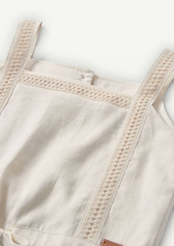 Popelin Linen Top with Straps 棉麻小可愛背心 - Off-white 