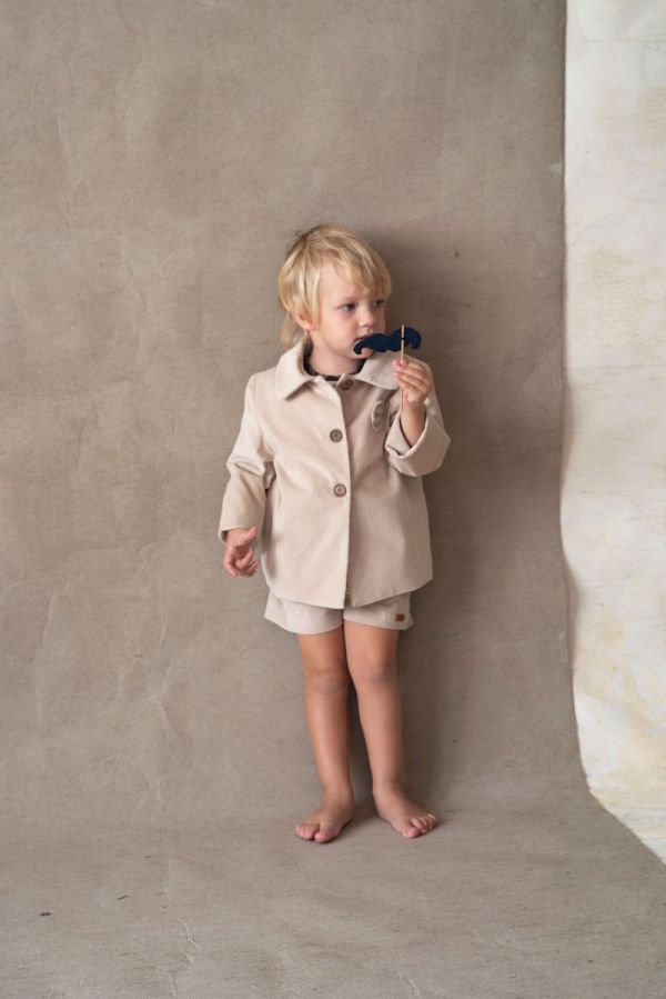 Popelin Velvet Coat with Lapel 天鵝絨大衣 - Beige 