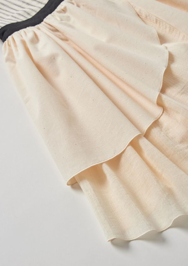 Popelin Black Striped Midi Dress with Crossover Front 層次背心Midi洋裝 