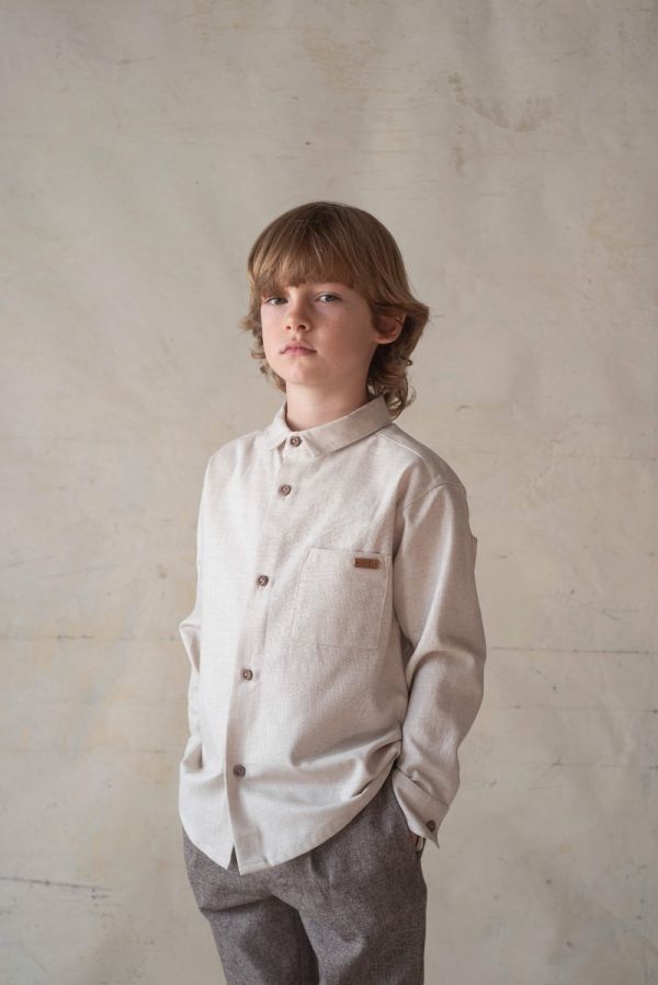 Popelin Shirt with Collar 沙色襯衫 - Sand 