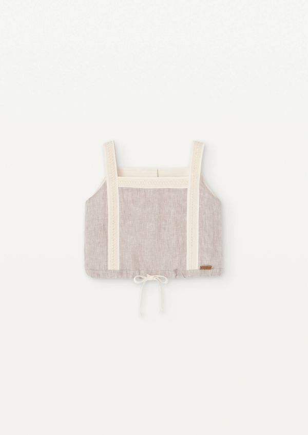 Popelin Linen Top with Straps 棉麻小可愛背心 - Sand 