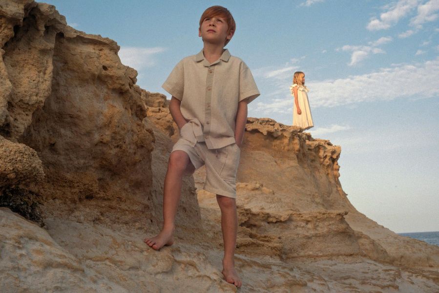 Popelin Sand Waffle Fabric Shirt with Lapel Collar 華夫格設計襯衫 