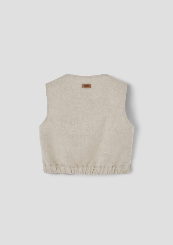 Popelin Silver lurex top with side panels 無袖短版上衣 