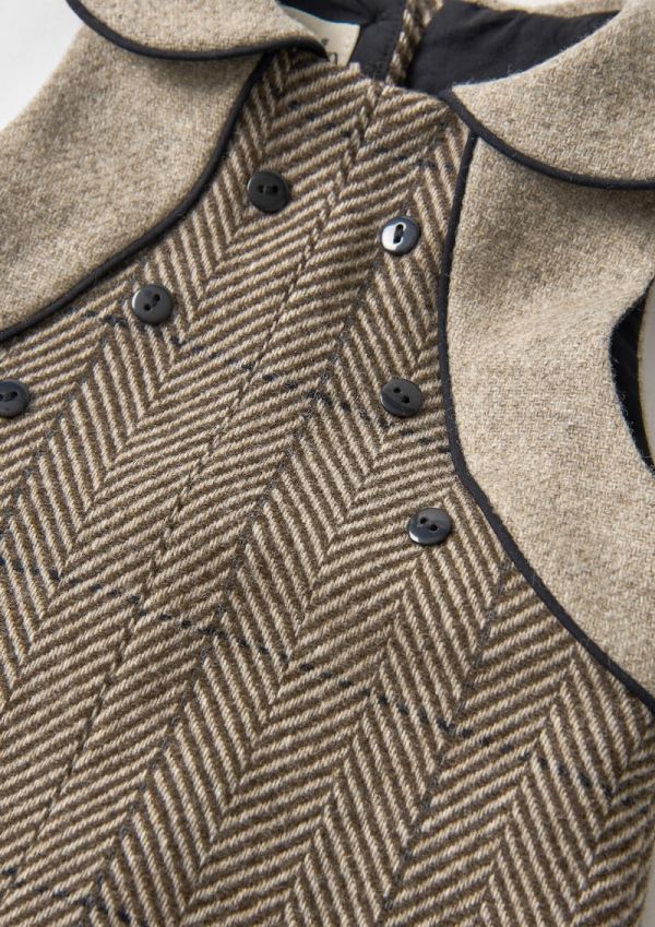 Popelin Herringbone Woollen Dungarees with Baby Collar 羊毛連身衣 - Brown 