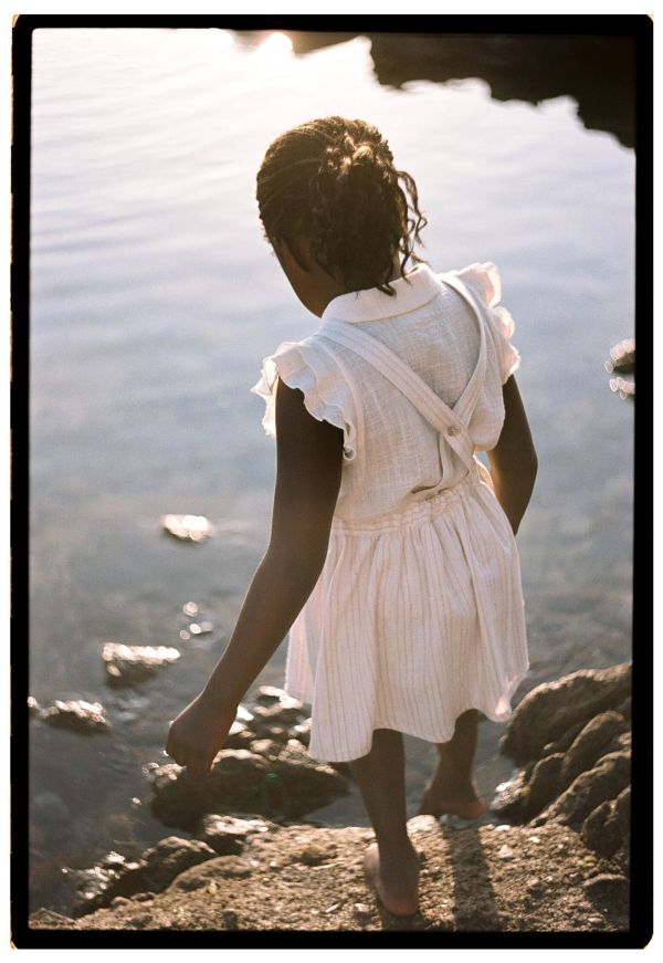 Popelin Silver Lurex Short Skirt with Embroidered Bid 刺繡吊帶裙 