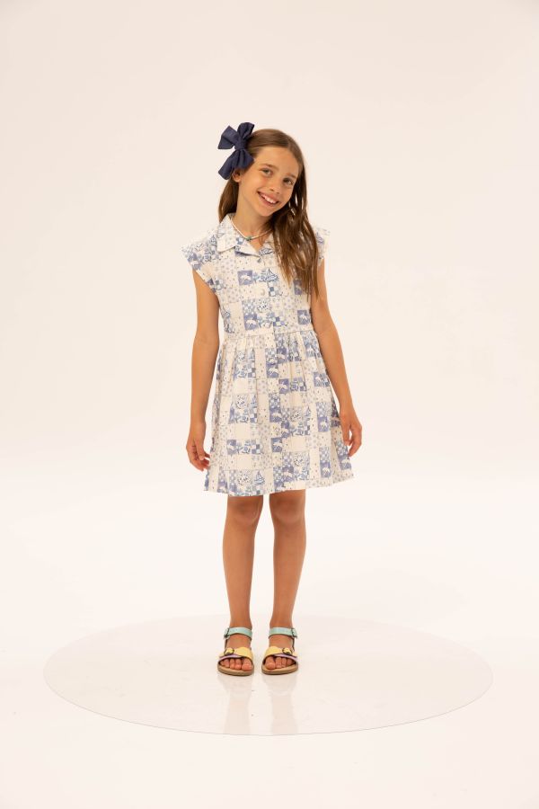 Wander and Wonder Fatima Dress 洋裝  - Vintage Blue Tiles 